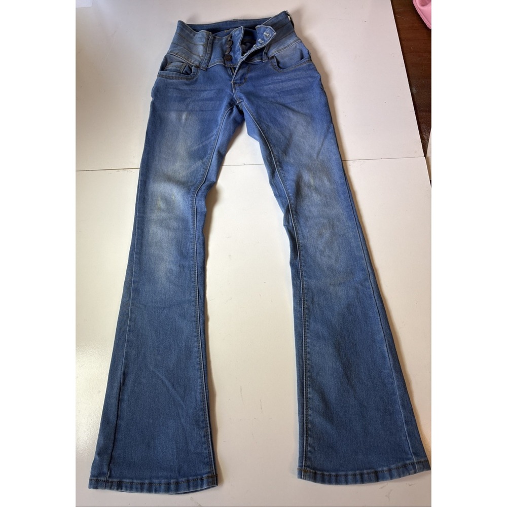 Bamboo Women Light Wash Blue Mid Rise Skinny Stretch Denim Jeans Size 00
